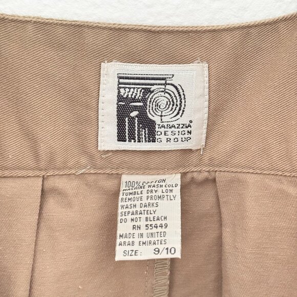 Vintage 80s 90s Tan Button Front Cotton Pinafore Overall Dress Size 9/10 XS S - Picture 8 of 12